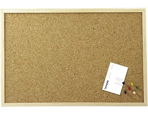 MAUL Pin Board 80 x 120 cm (H x W) | Pin Capable Cork Board | Pin Board Cork for Landscape or Portrait Format | Board with Sturdy Wooden Frame | Includes Mounting Material and Push Pins | Brown