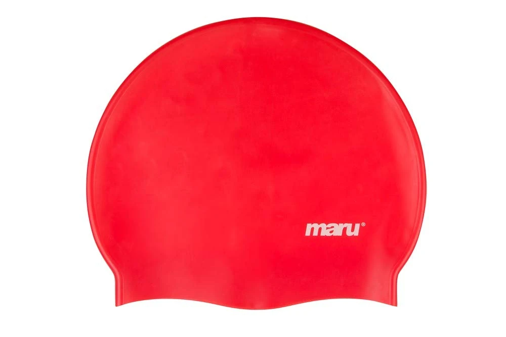MARU Swimming Hat, 100% Silicone Swim Cap, Unisex Adult Swimming Cap, Lightweight Swimming Caps for Men and Women, Comfortable and Durable Swim Hats Designed in the UK (Red, One Size)