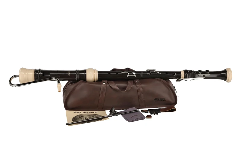 Aulos F-Bass Recorder Symphony 533B, flute (baroque fingering, complete with bag, carrying cord, grease box and fingering chart, synthetic resin), dark brown