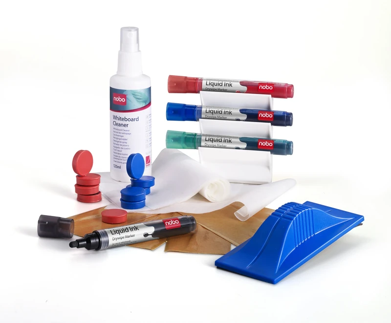 Nobo Whiteboard User Kit, Pack Includes Erasers, Refills, 4 Markers with Holder, Absorbent Cloths and Spray Cleaner, 1901430