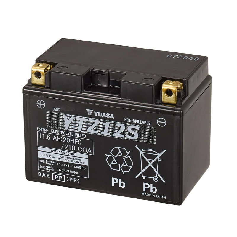 Yuasa YTZ12S 12V 210 CCA High Performance Powersport Maintenance Free AGM VRLA Motorbike Battery