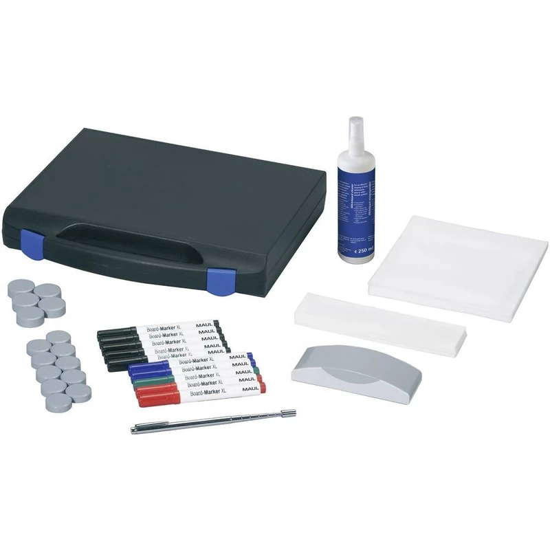 Maul 6386199 Magnetic Board Accessory Kit in Plastic Case – 10 Whiteboard Marker, XL