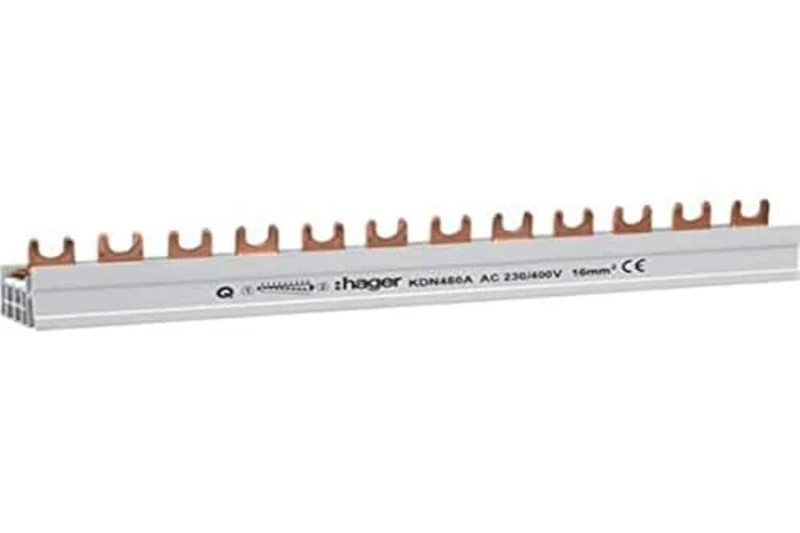 Hager KDN480A Phase Rail 4P 80A 16mm² 12 Single Fork Connection Insulated Grey