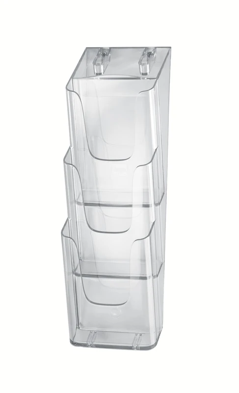 SIGEL LH137 Wall-Mounted Literature Holder, for A6 and DL, with 3 compartments, uv resistant acrylic, clear, 1 Piece