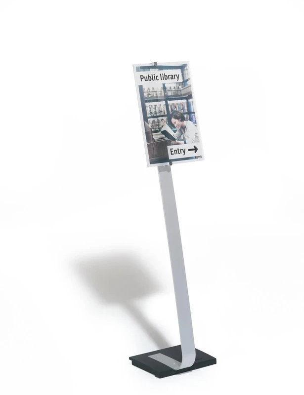 Durable Crystal Sign A3 | Floor Standing Information Sign | 1.25m in Height | Silver | Ideal for Offices, Conferences, Exhibitions, etc.