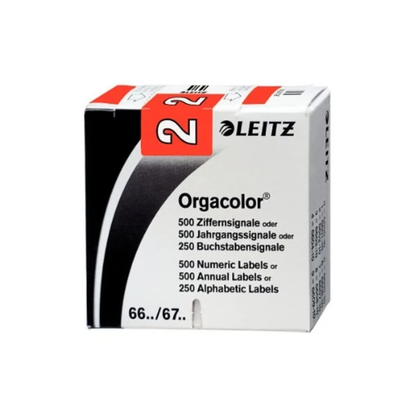 Leitz Orgacolor 66021000 Number Sign Card "2" Pack of 500 Red