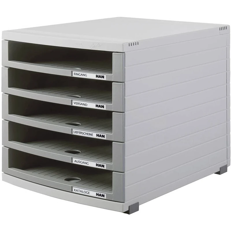 HAN 1505-0-19, CONTUR drawer set. Modern organisational system, expandable, premium quality for a highly professional organisation with 5 open drawers, light-grey-dark-grey