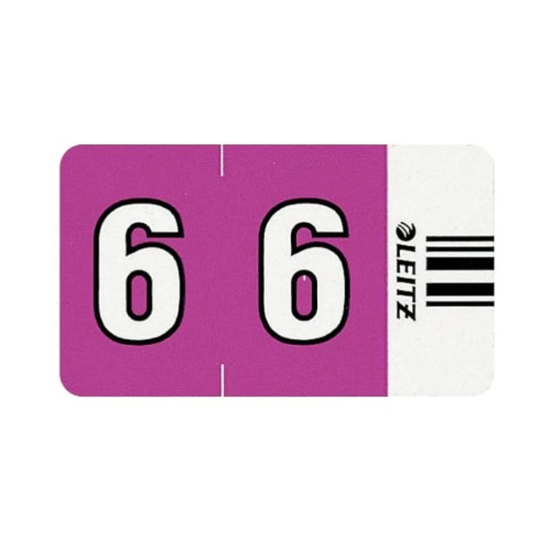 Leitz Orgacolor 66060000 Number Sign Card "6" Pack of 100 Violet