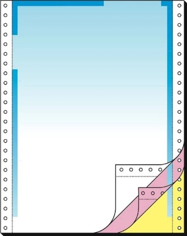 SIGEL 26256 Letter Listing Paper, 12" x 240 mm, pre-punched, microperforated, 3-part, 80/57 gsm, vp's, blue/pink/yellow, blank, 400 sets