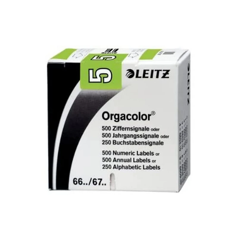 Leitz Orgacolor 66051000 Number Sign Card "5" Pack of 500 Green