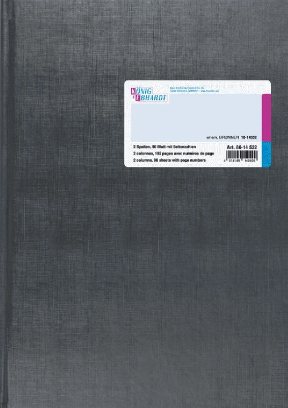König and Ebhardt König & Ebhardt 8614522 Business Book/Columns Book (A4 with Fixed Head, 2 Columns, 32 Lines, 80 g/m², 96 Sheets Thread Binding with Number of Pages)