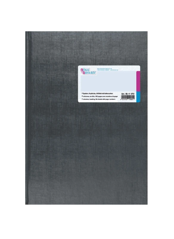 König & Ebhardt 8611072, 7 Cash Columns Account Book Column Paper A4 210 x 257 mm, 96 Pages