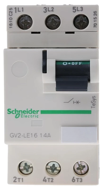 Schneider Electric Motor circuit breaker, TeSys GV2, 3P, 14 A, magnetic, toggle control, screw clamp terminals