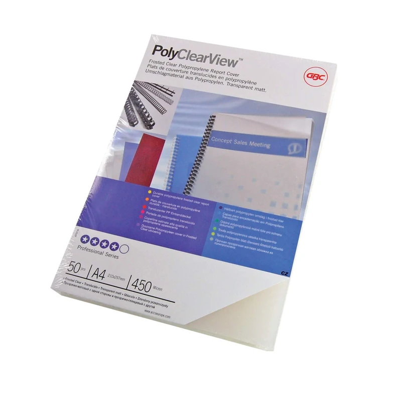 GBC PolyClearView Binding Covers, 350 micron, A4, Clear Matt, Pack of 100, IB387166