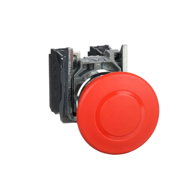Schneider Electric Harmony XB4 - Emergency Stop Push Button Switch, Metal, 40 mm Mushroom, Trigger Latching Push-Pull, 1NO + 1NC, 22 mm Mount, XB4BT845, Red
