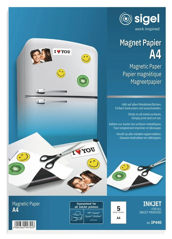 SIGEL IP440 Magnetic InkJet Paper, A4, 250 µ, 5 sheets - Image 1