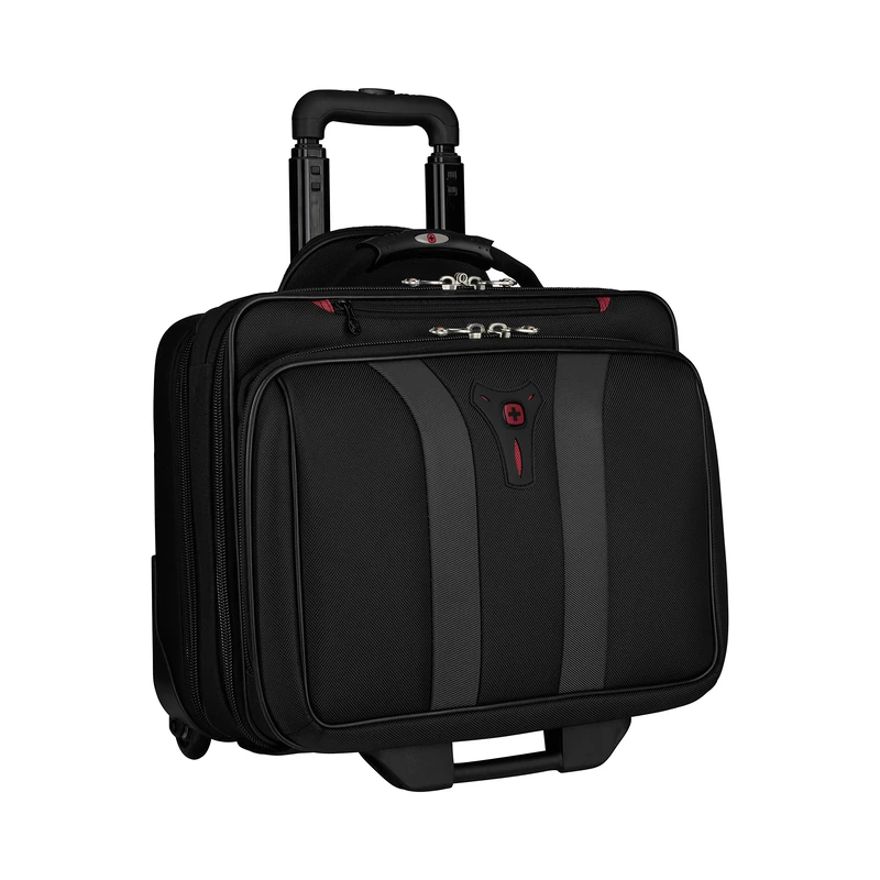 Wenger Granada 17" Roller Travel Case, Padded Laptop Compartment (Fits 15.4–17"), Essentials Organizer, Overnight Compartment, Easy‑Glide Wheels, Telescopic Handle, Black