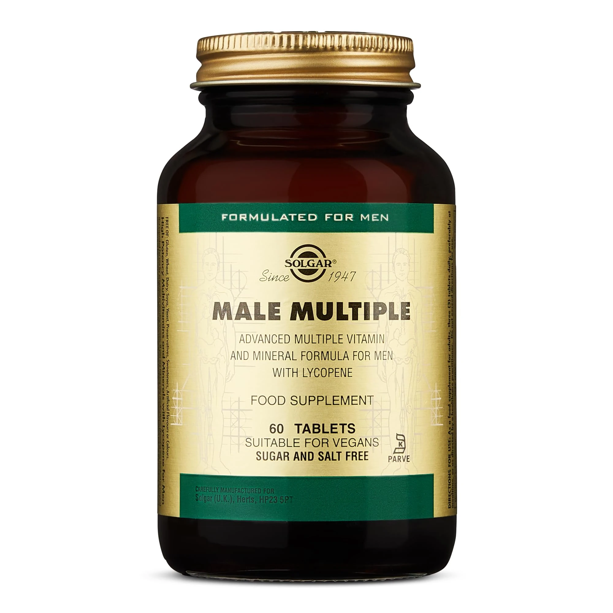 Solgar Male Multiple Tablets - Pack of 60 - Supports Metabolism and Reduces Fatigue - Immunity, Health and Bone Heart - Vegan