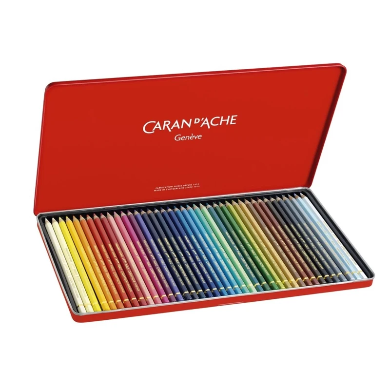 Caran D'Ache Pablo artists quality colouring pencils tin set of 40 assorted water resistant colours