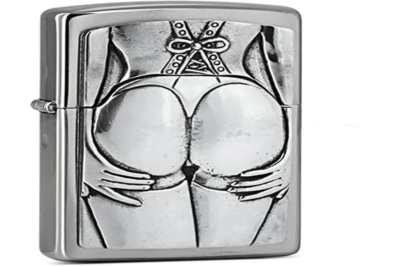 Zippo Unisex Adult Sexy Stocking Girl Emblem Windproof Pocket Lighter - Chrome