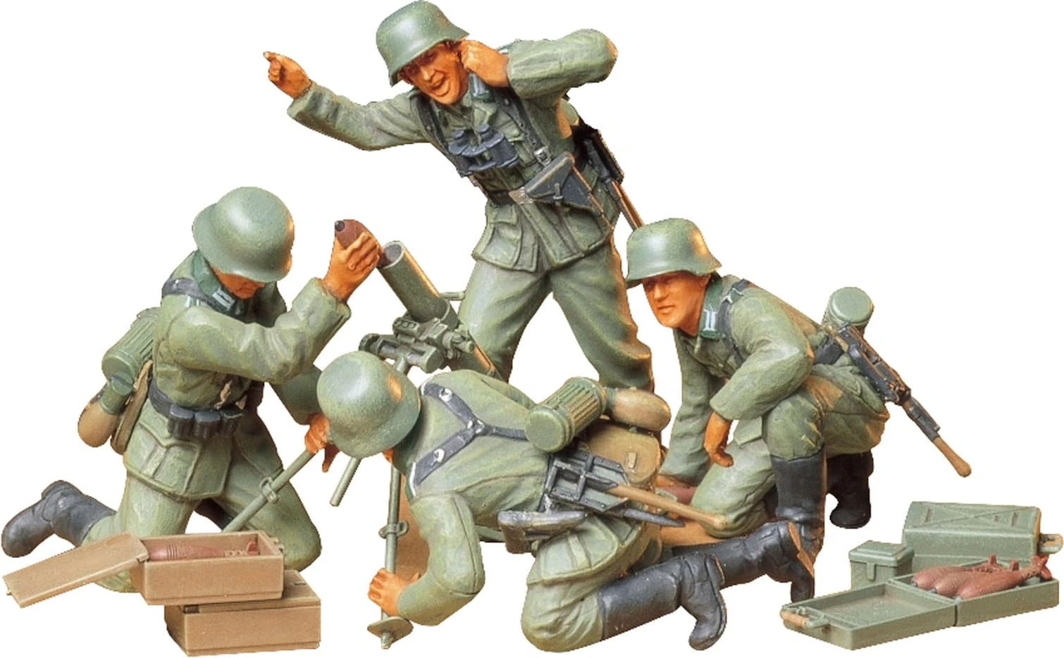 Tamiya 1:35 German Infantry Mortar Team (japan import), Earth Tones