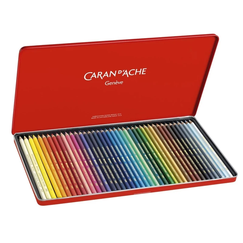 Caran Dache Metal tin with 40 assorted colours