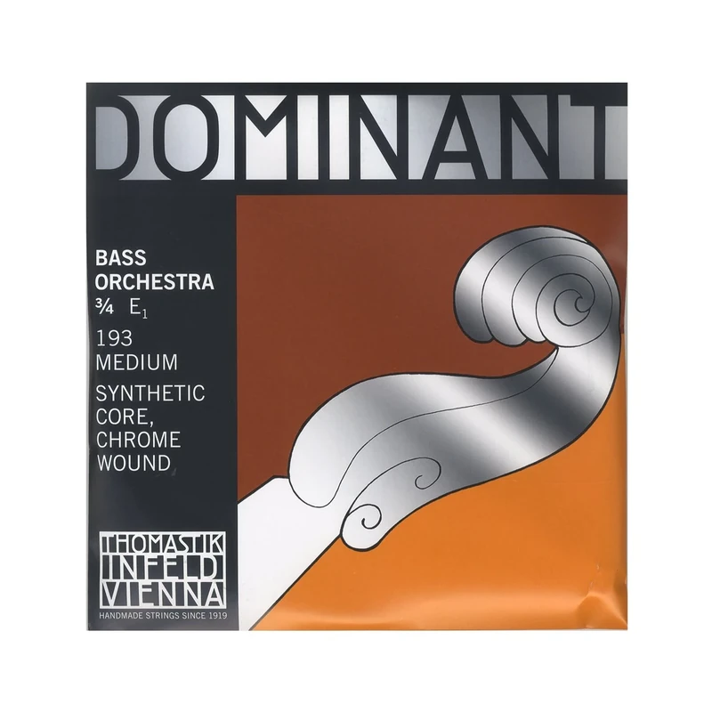 Thomastik single string for double bass 3/4 Dominant - E string nylon core, chrome wound, orchestral tuning, medium