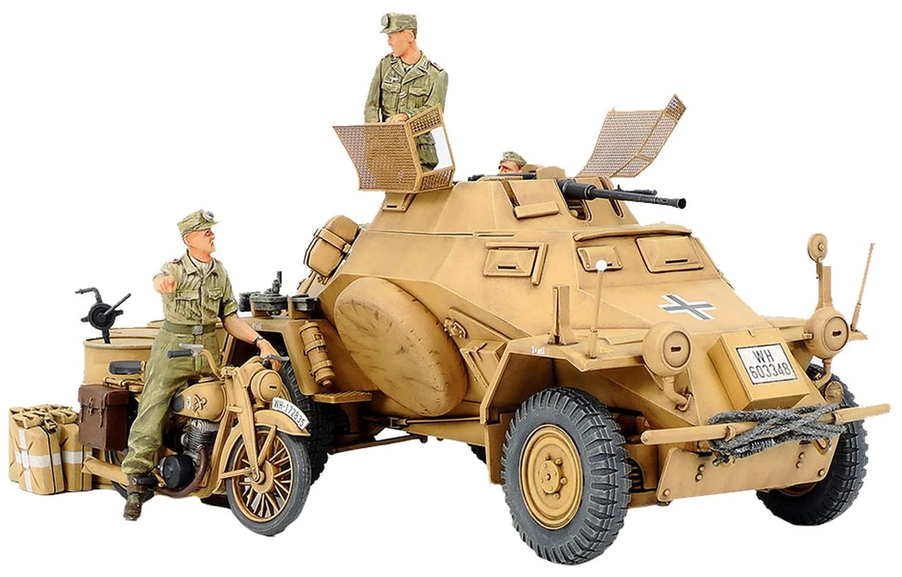 Tamiya 300035286 – 1:35 WWII Special Automotive 222 Direct-Action Reconnaissance Tank North Africa (3), Gold