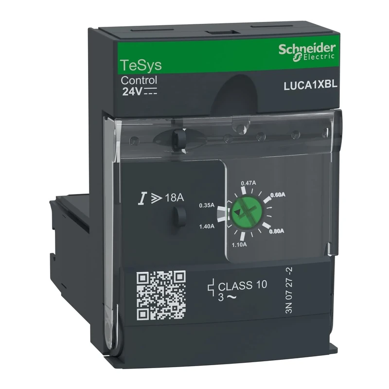 Schneider Electric, TeSys U, Standard control unit, 0.35-1.4A, 3P motors, thermal magnetic protection, class 10, coil 24V DC, LUCA1XBL
