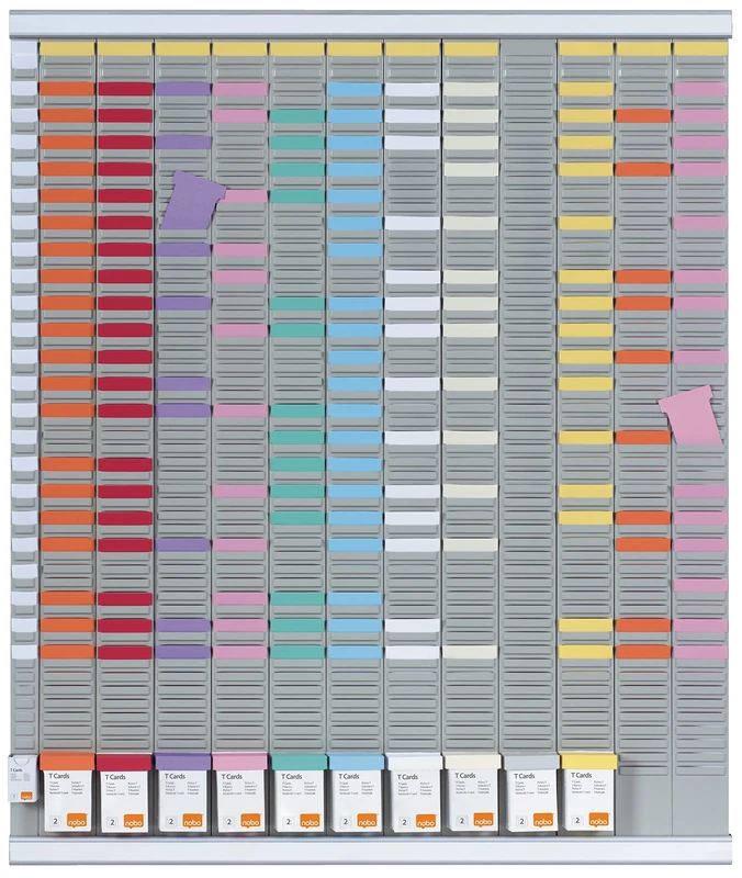 Nobo – T-Card Yearly Planner/Calendar Board (French Language) 13 Columns, 54 Slots 96 Haut. x 80 Larg.cm White