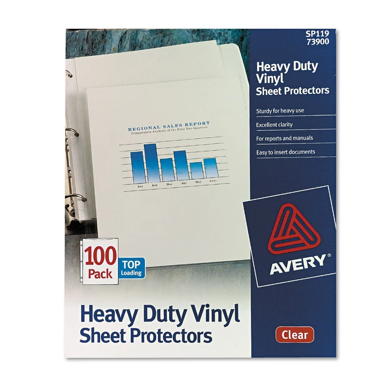 Avery 73900 Top Loader Vinyl Films Heavy Duty Letter Clear (Pack of 100)