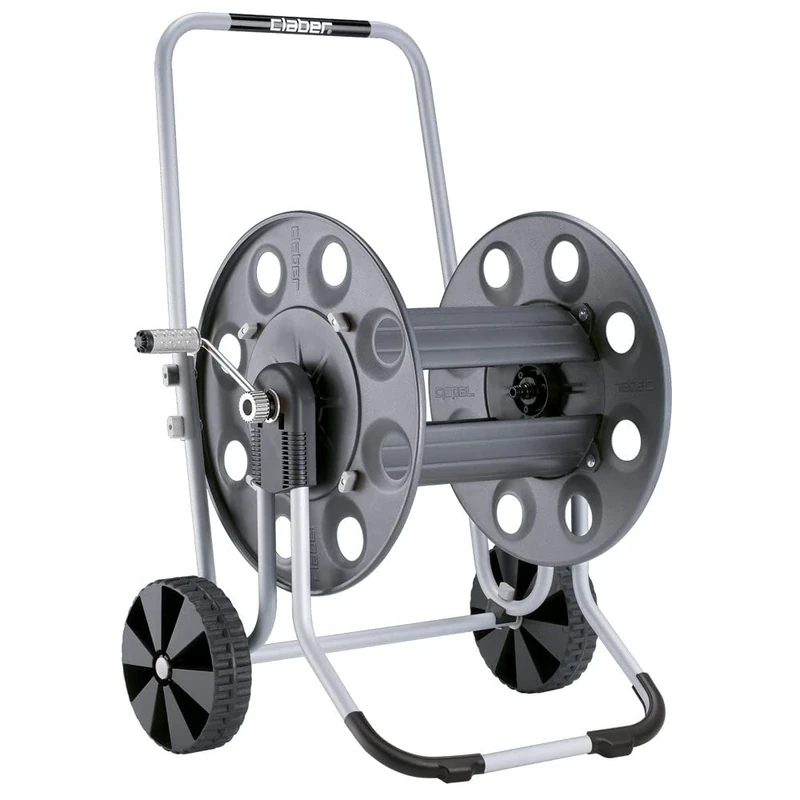 Claber Metal Gemini hose reel with metal frame and drum, ideal for large-sized gardens
