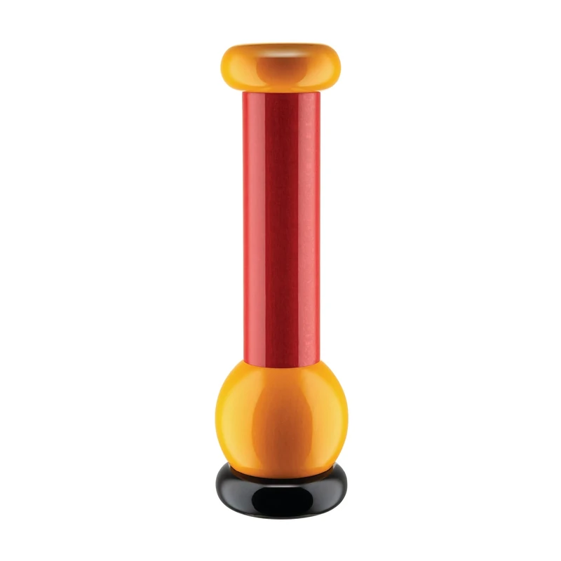 Alessi MP0210 - Salt, Pepper and Spice Grinder in Beech-Wood, Black, Yellow and Red
