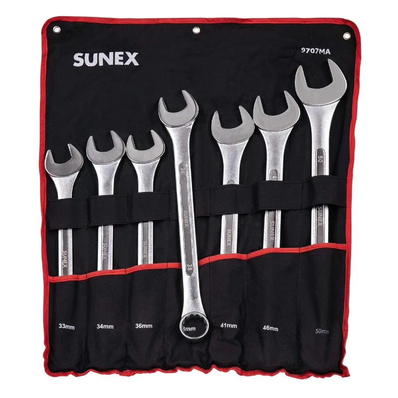 Sunex Tools 9707M Jumbo Metric Combination Wrench Set, 7Piece (Includes Roll-Case)