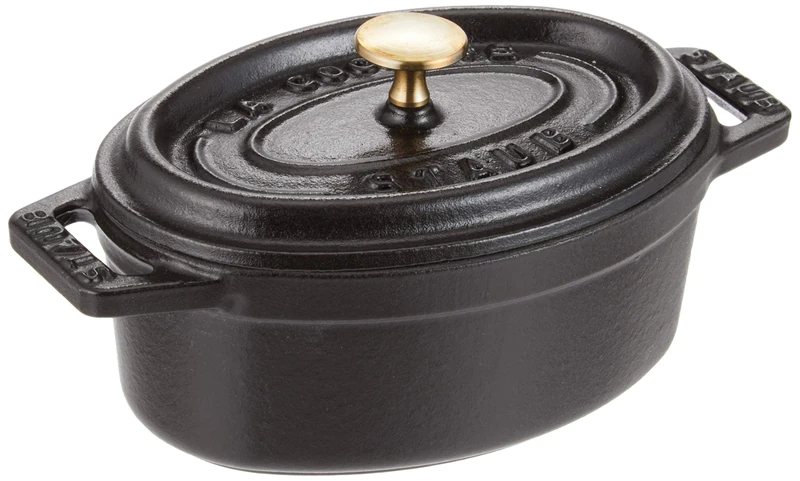 STAUB 1101125 Cast Iron Oval Mini Cocotte 11 cm Black