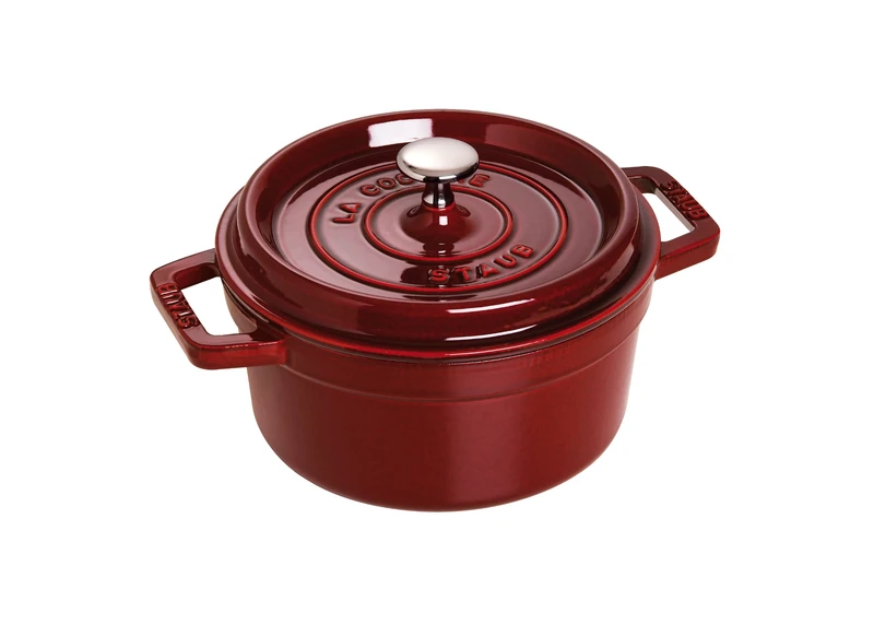 Staub 1102087 Cocotte, 20 cm, rund, Bräter aus Gusseisen, grenadine