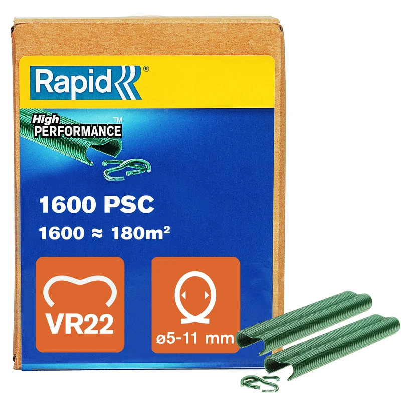 Rapid VR22 Galvanized Fence Hogrings with Green PET Coating, Suitable for 5-11 mm Netting Wire, Ideal for Securing Cages and Fencing, 1600 Pieces, Boxed (40108811)