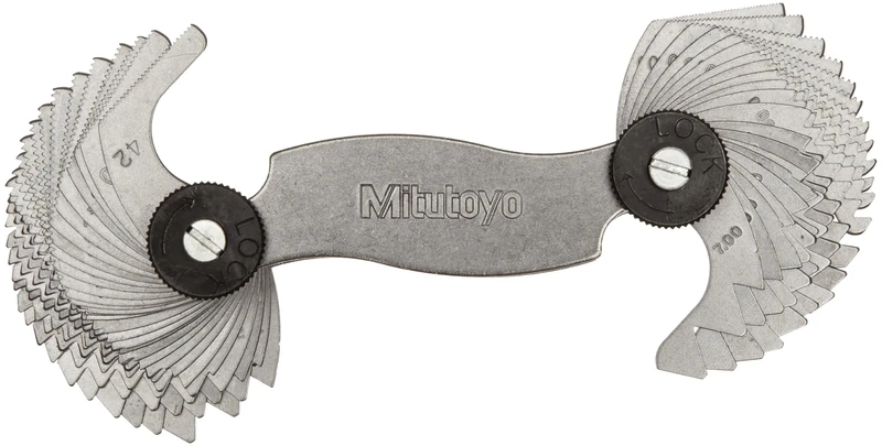 Mitutoyo 188-151 Pitch Gauge, 0.4 mm-7 mm Range