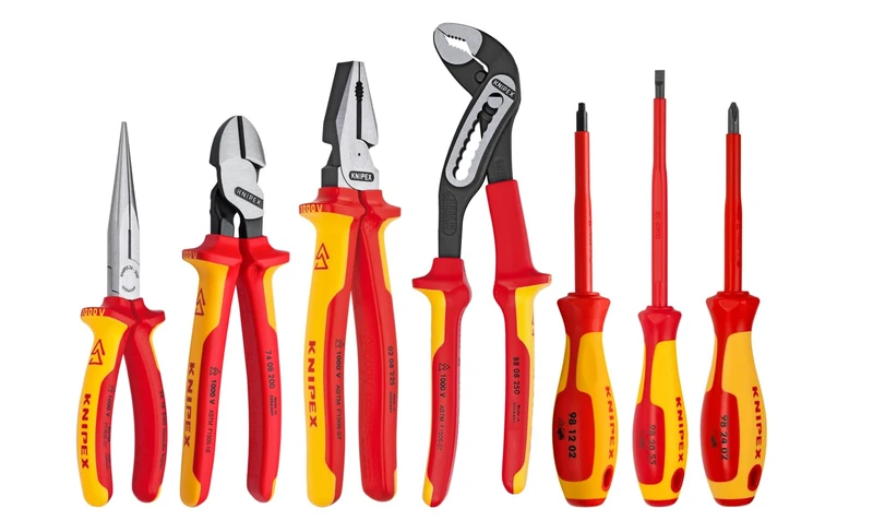 Knipex 989825US 7-Piece 1000V Insulated Pliers, Cutters, and Screwdriver Commercial Tool Set