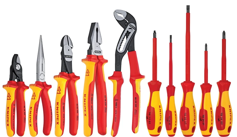 Knipex 989830US 10 -Piece 1000V Insulated Pliers, Cutters, and Screwdriver Industrial Tool Set