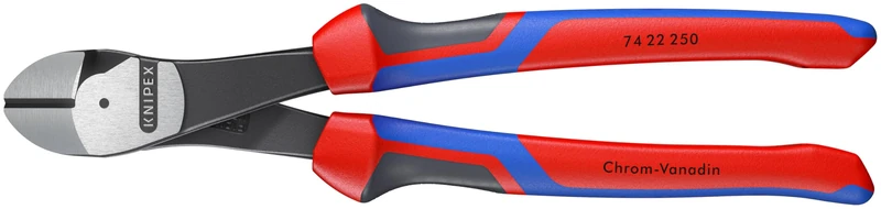 Knipex 7422250SBA 10-Inch High Leverage Angled Diagonal Cutters - Comfort Grip