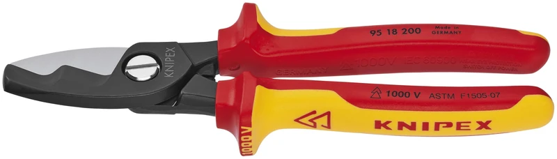 KNIPEX - 95 18 200 SBA Tools - Cable Shears, Twin Cutting Edge, 1000V Insulated (9518200SBA)