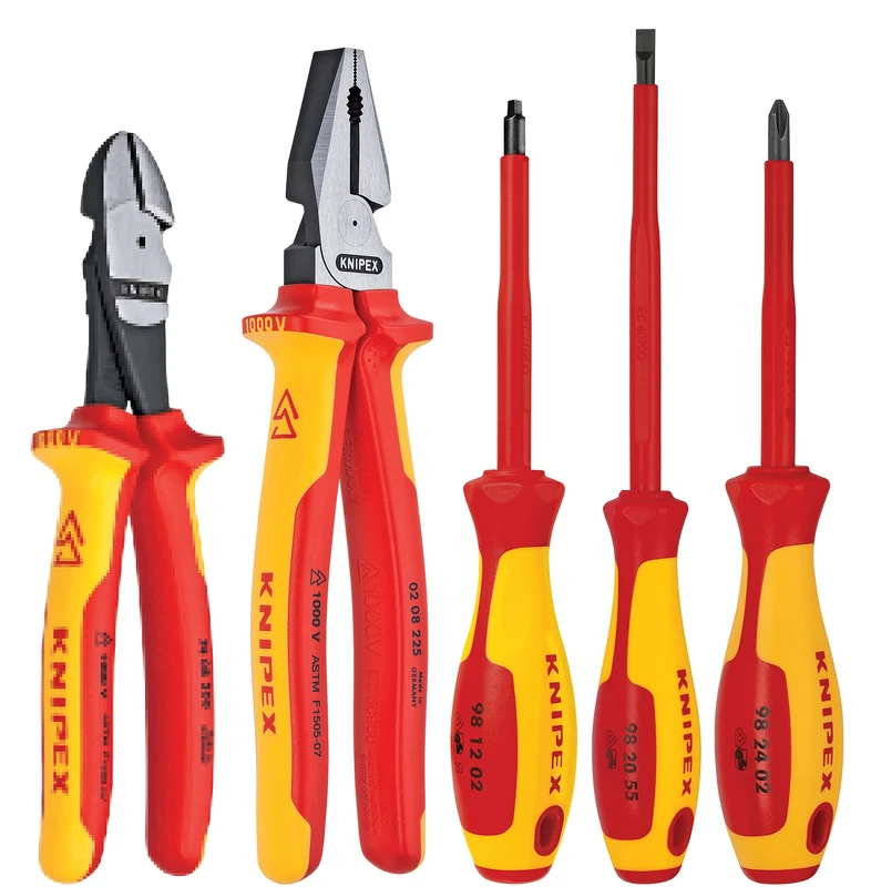 KNIPEX - 9K 98 98 21 US Knipex 989821US 5-Piece 1000V Insulated Pliers and Screwdriver Tradesman Tool Set, Red