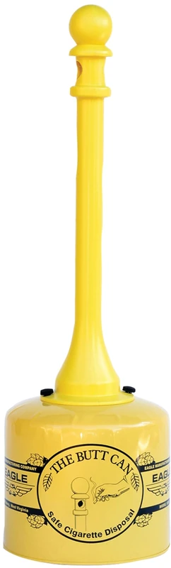 Eagle 1205 Galvanized Steel Poly Tube Cigarette Butt Receptacle, 5 gallon Capacity, 40" Height, 12" Diameter, Yellow