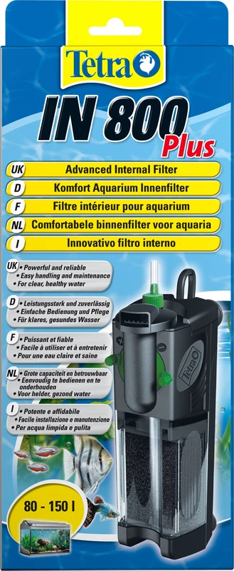 Tetra IN 800 plus internal filter (for biological and chemical filtering, continuous regulation of the flow speed, suitable for aquariums with 80-150 litres)