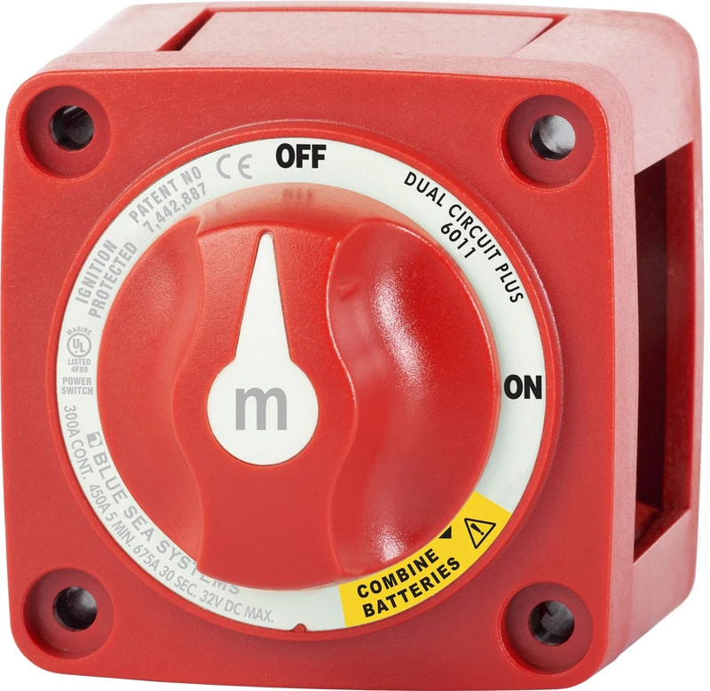Blue Sea Systems 6011 m-Series Battery Switch Dual Circuit Plus, Red