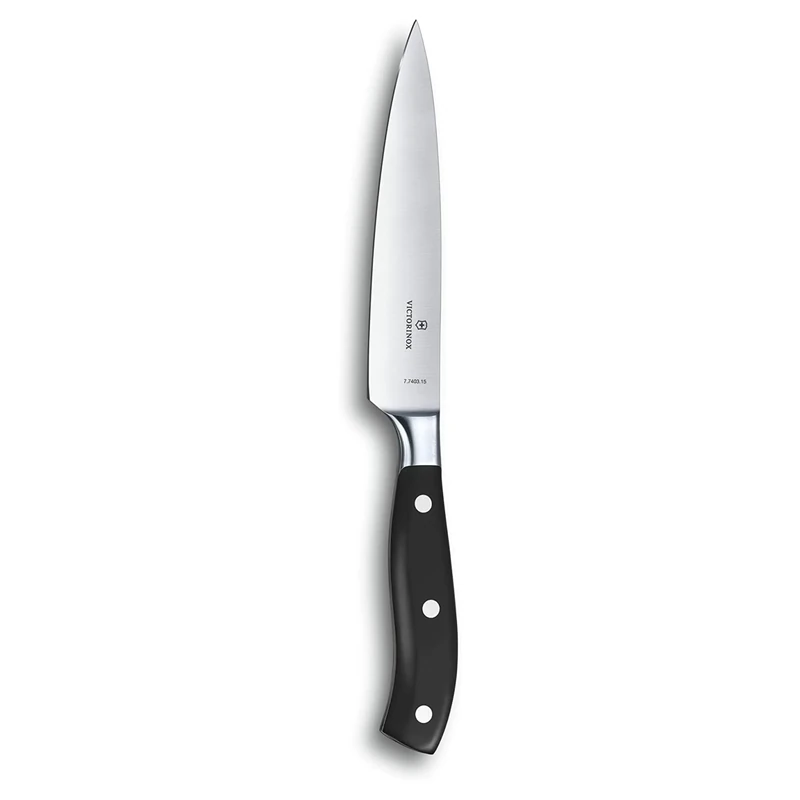 Victorinox Grand Maître, Chef's Knife, Extra Sharp Blade, Straight Edge, 15 cm, Robust Plastic Handle, Stainless Steel, Black