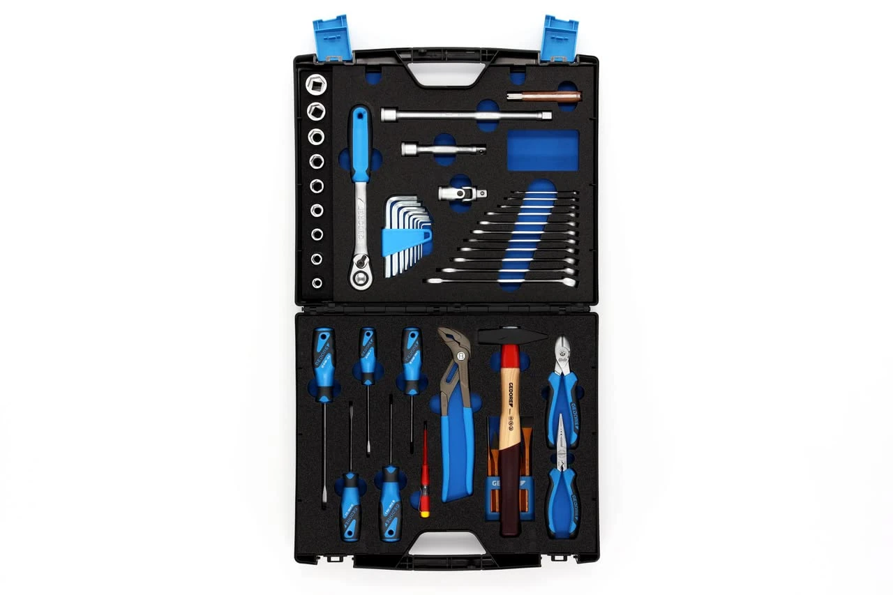 GEDORE TOURING tool case, 49-pc. set, Complete, Universal, Tools, Household, in Plastic case, 1000