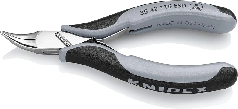 KNIPEX Electronics Pliers ESD with Box Joint Mirror Polished with Multi-Component Handles 115 mm, 35 42 115 ESD
