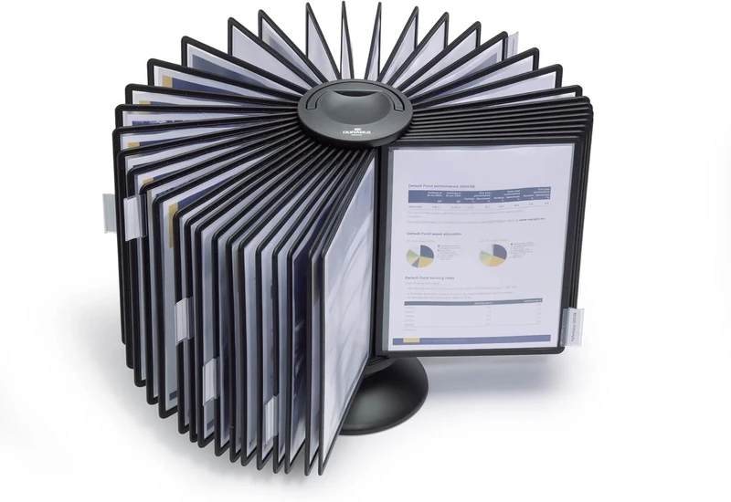 Durable Sherpa CaroUsel 40 Display Stand Rotating with 40 Tabs and Panels A4 Black Ref 5633/01